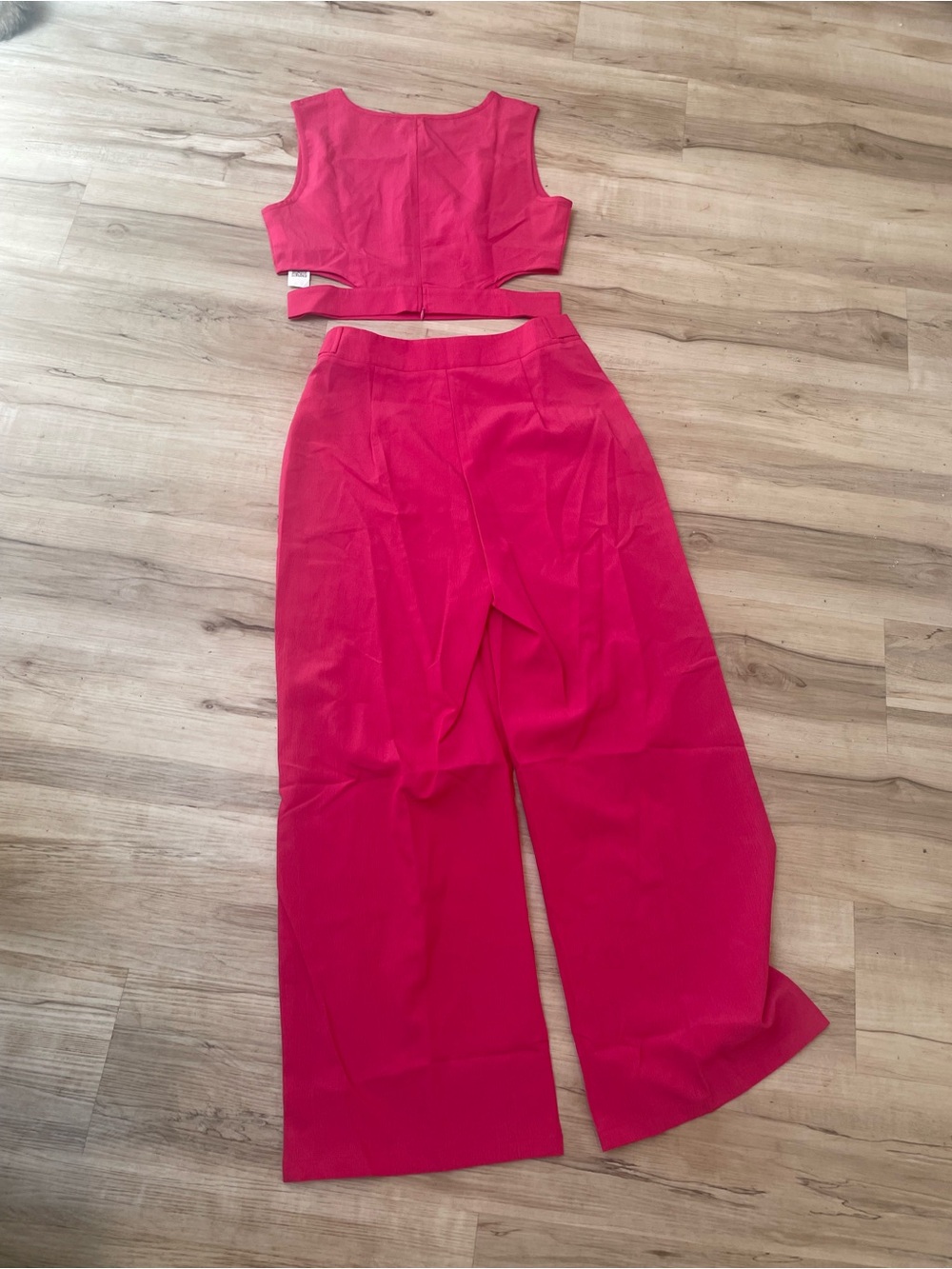 Hot Pink Two-Piece Cutout Maxi Set - Picture 3 of 5